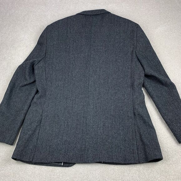 Emerald Isle Weaving Sport Coat Mens 46R Gray Herringbone Wool Blend Handmade - Picture 5 of 16
